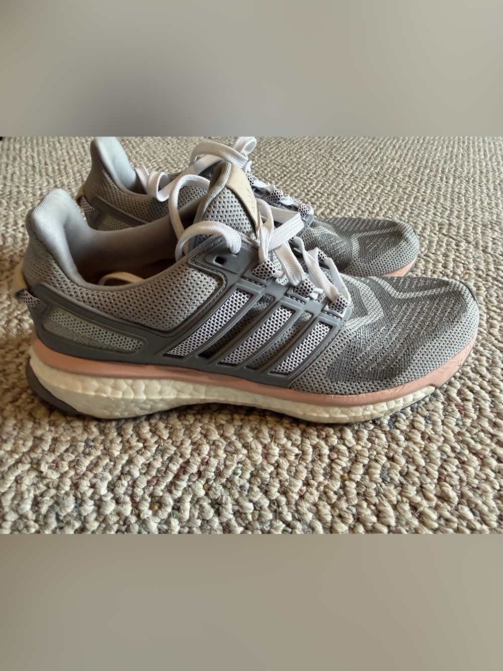 adidas Women's Light Gray and Blush Athletic Running Shoes